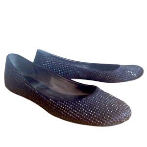 VTG Y2K BCBG Black Crystal Studded Satin Ballet Flats Shoes Whimsigoth Fairy 9